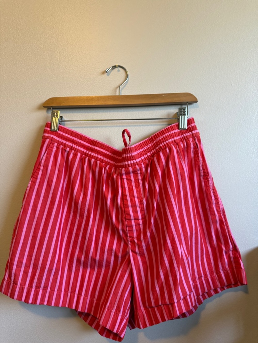 GAP Red and Pink Striped Elastic-Waist Shorts